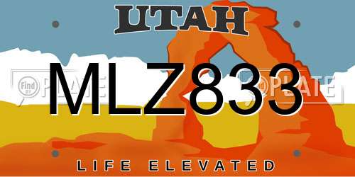 MLZ833 Utah License Plate
