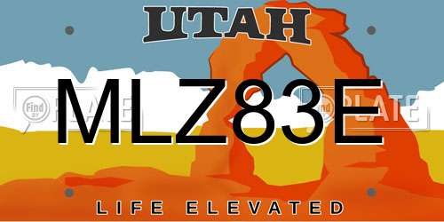 MLZ83E Utah License Plate