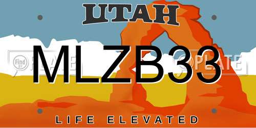 MLZB33 Utah License Plate