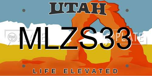 MLZS33 Utah License Plate