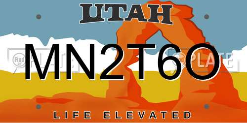 MN2T6O Utah License Plate
