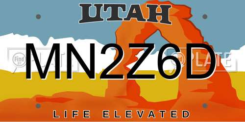 MN2Z6D Utah License Plate
