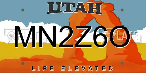 MN2Z6O Utah License Plate