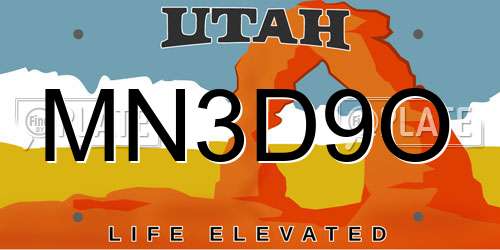 MN3D9O Utah License Plate