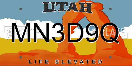 MN3D9Q Utah License Plate