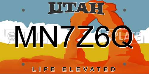 MN7Z6Q Utah License Plate