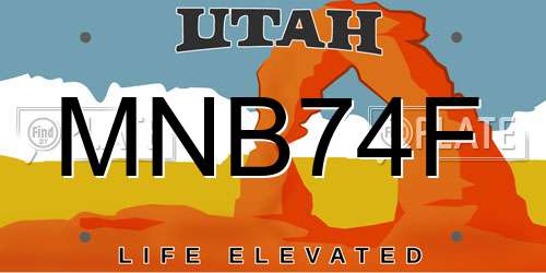 MNB74F Utah License Plate