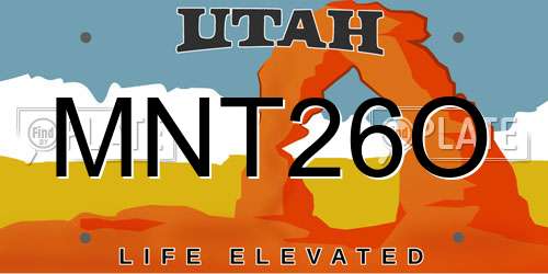 MNT26O Utah License Plate