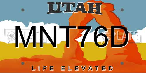 MNT76D Utah License Plate