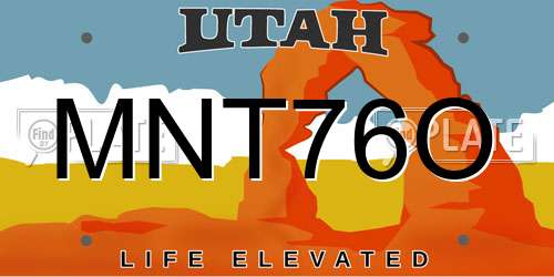 MNT76O Utah License Plate