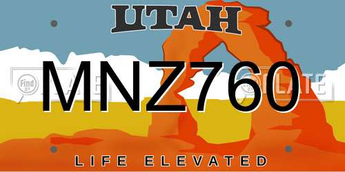 MNZ760 Utah License Plate