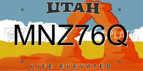 MNZ76Q Utah License Plate