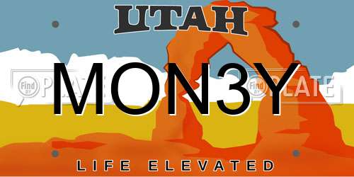 MON3Y Utah License Plate