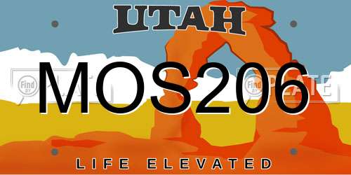 MOS206 Utah License Plate
