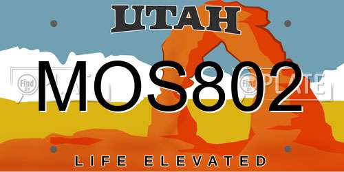 MOS802 Utah License Plate