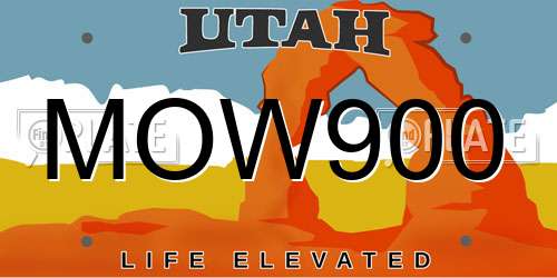 MOW900 Utah License Plate