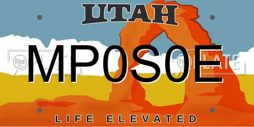 MP0S0E Utah License Plate