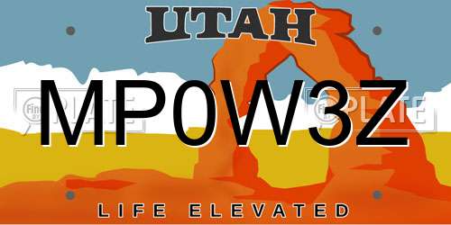 MP0W3Z Utah License Plate