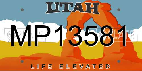 MP13581 Utah License Plate