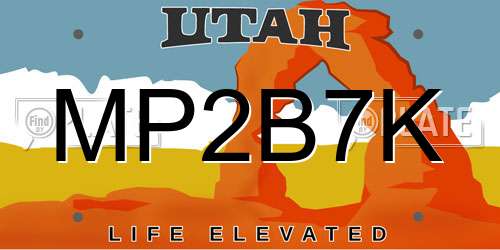 MP2B7K Utah License Plate
