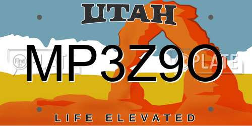 MP3Z9O Utah License Plate