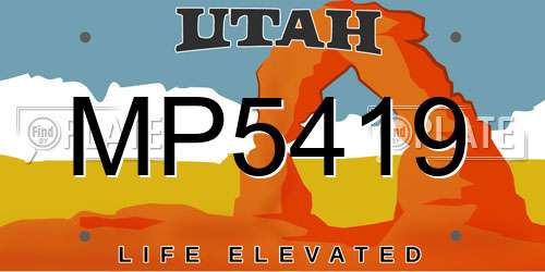 MP5419 Utah License Plate