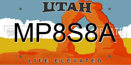 MP8S8A Utah License Plate