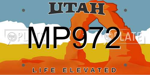 MP972 Utah License Plate