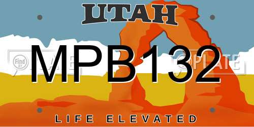 MPB132 Utah License Plate