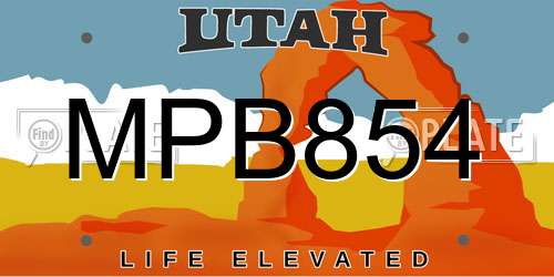 MPB854 Utah License Plate