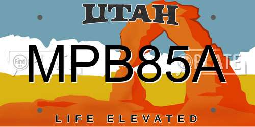 MPB85A Utah License Plate