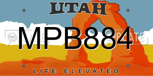 MPB884 Utah License Plate