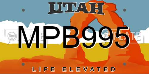 MPB995 Utah License Plate