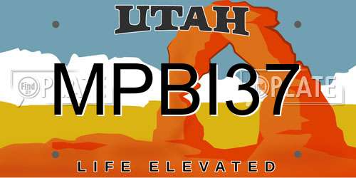 MPBI37 Utah License Plate