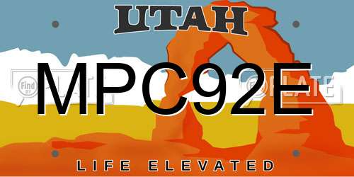 MPC92E Utah License Plate