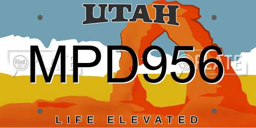 MPD956 Utah License Plate