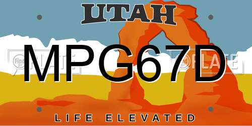 MPG67D Utah License Plate