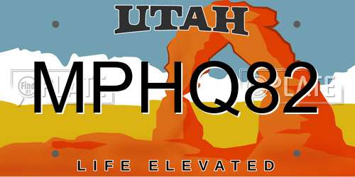 MPHQ82 Utah License Plate