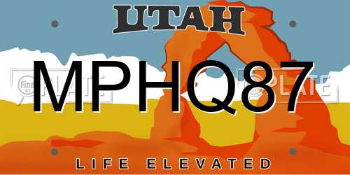 MPHQ87 Utah License Plate