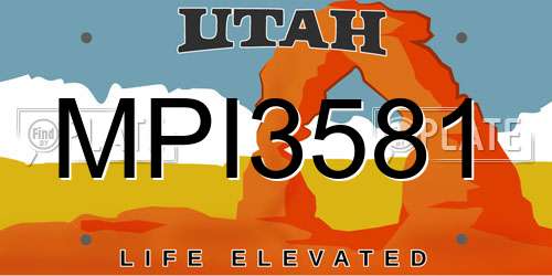 MPI3581 Utah License Plate