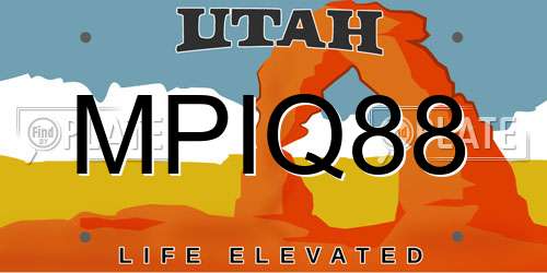 MPIQ88 Utah License Plate