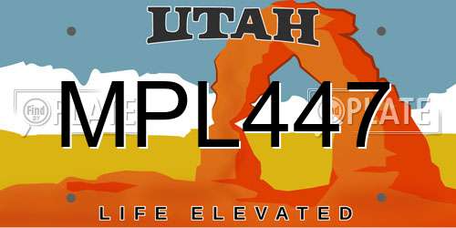 MPL447 Utah License Plate