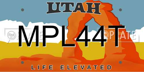 MPL44T Utah License Plate