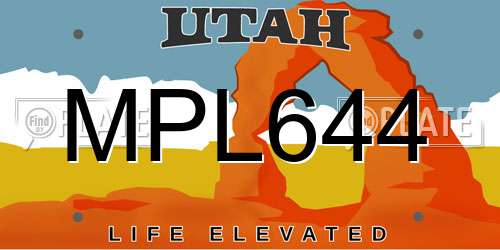MPL644 Utah License Plate