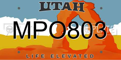 MPO803 Utah License Plate