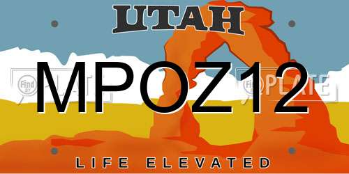 MPOZ12 Utah License Plate