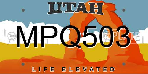 MPQ503 Utah License Plate