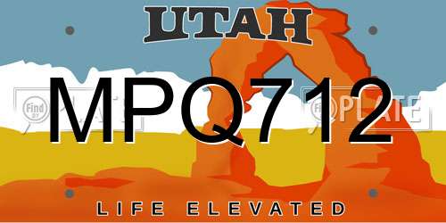 MPQ712 Utah License Plate
