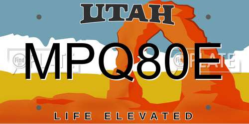 MPQ80E Utah License Plate