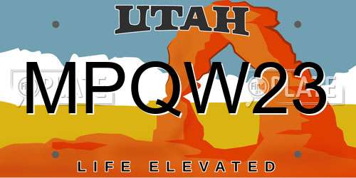 MPQW23 Utah License Plate
